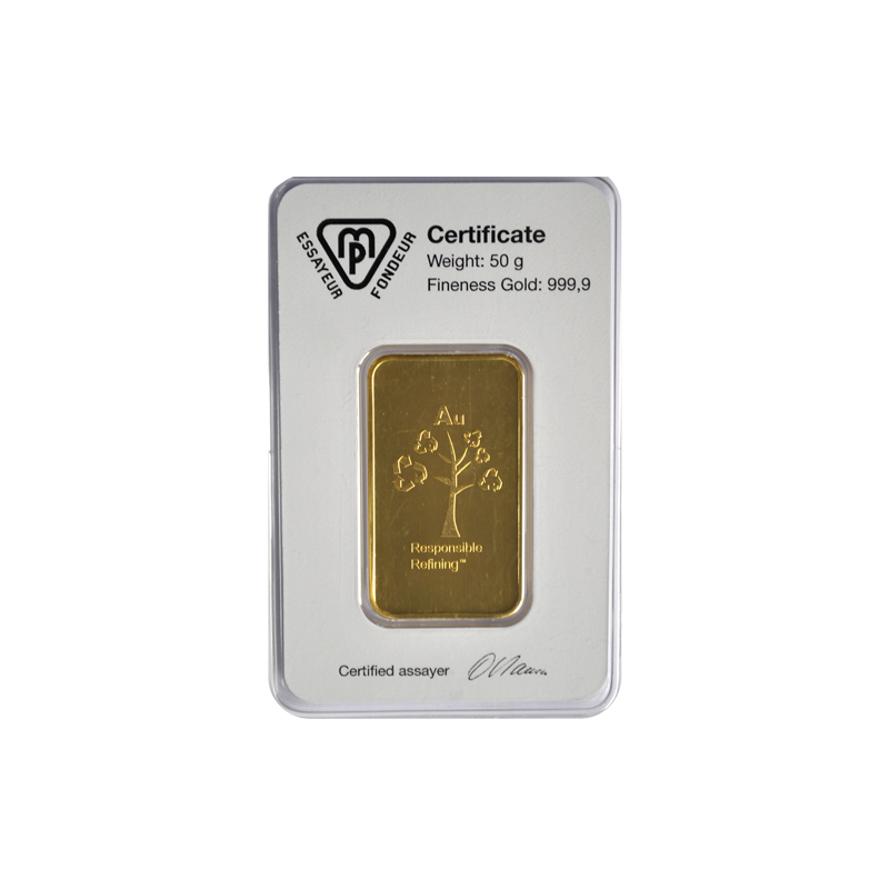 Lingotin d'OR 50 grammes Or Metalor et de L'Argent en Ligne