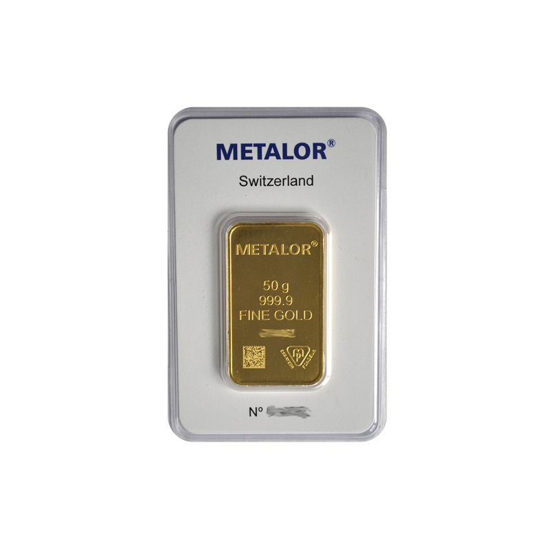 Lingotin d'OR 50 grammes Or Metalor et de L'Argent en Ligne