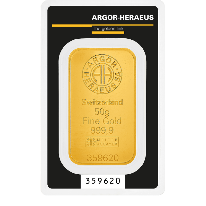 Lingotin d'OR 50 grammes Or Metalor et de L'Argent en Ligne