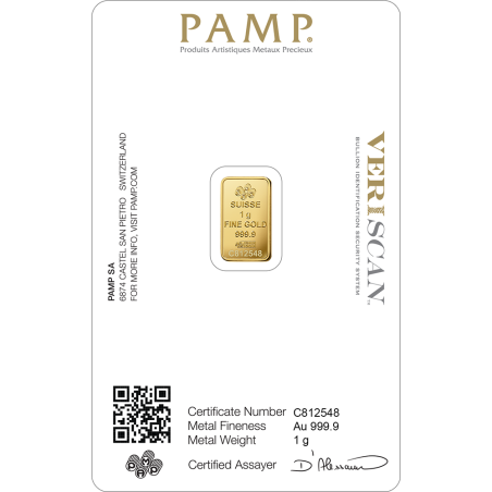 Lingotin 1 g Or - verso